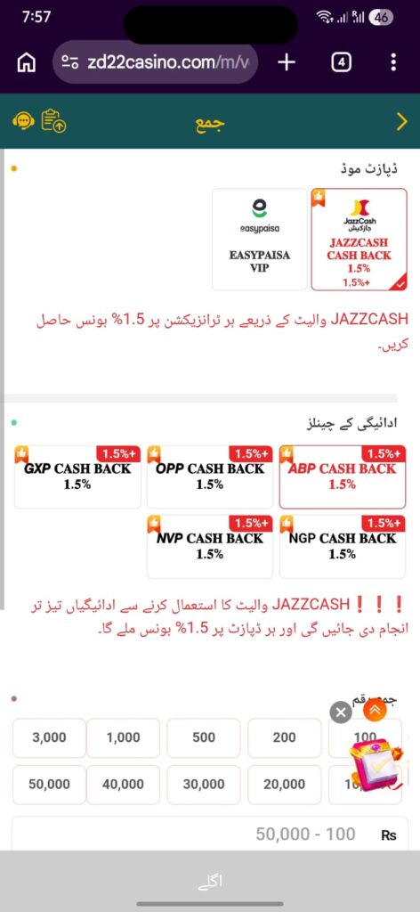 ZD22 Deposit Pakistan